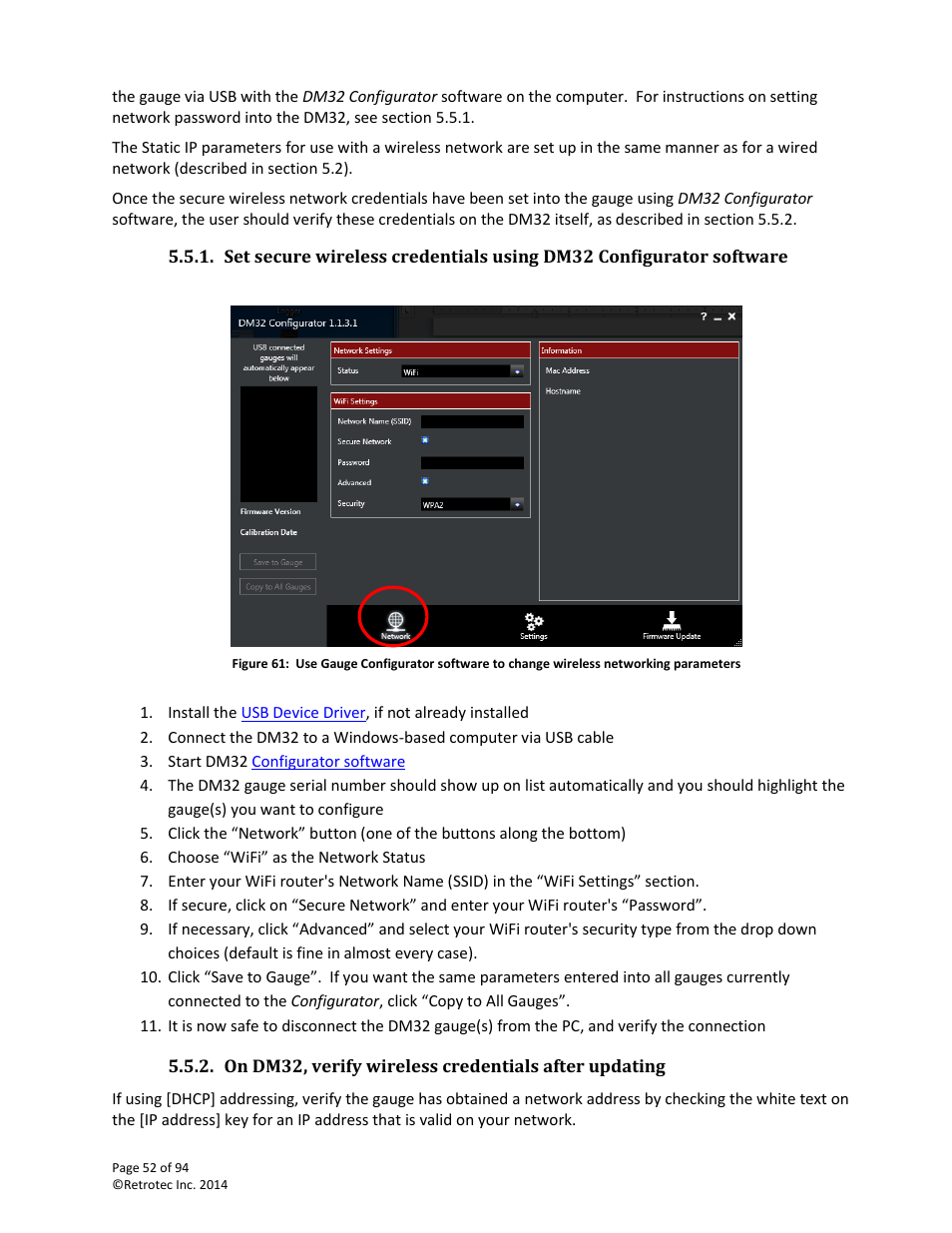 Wifi-join network name and password | Retrotec DM32 User Manual | Page 52 / 94