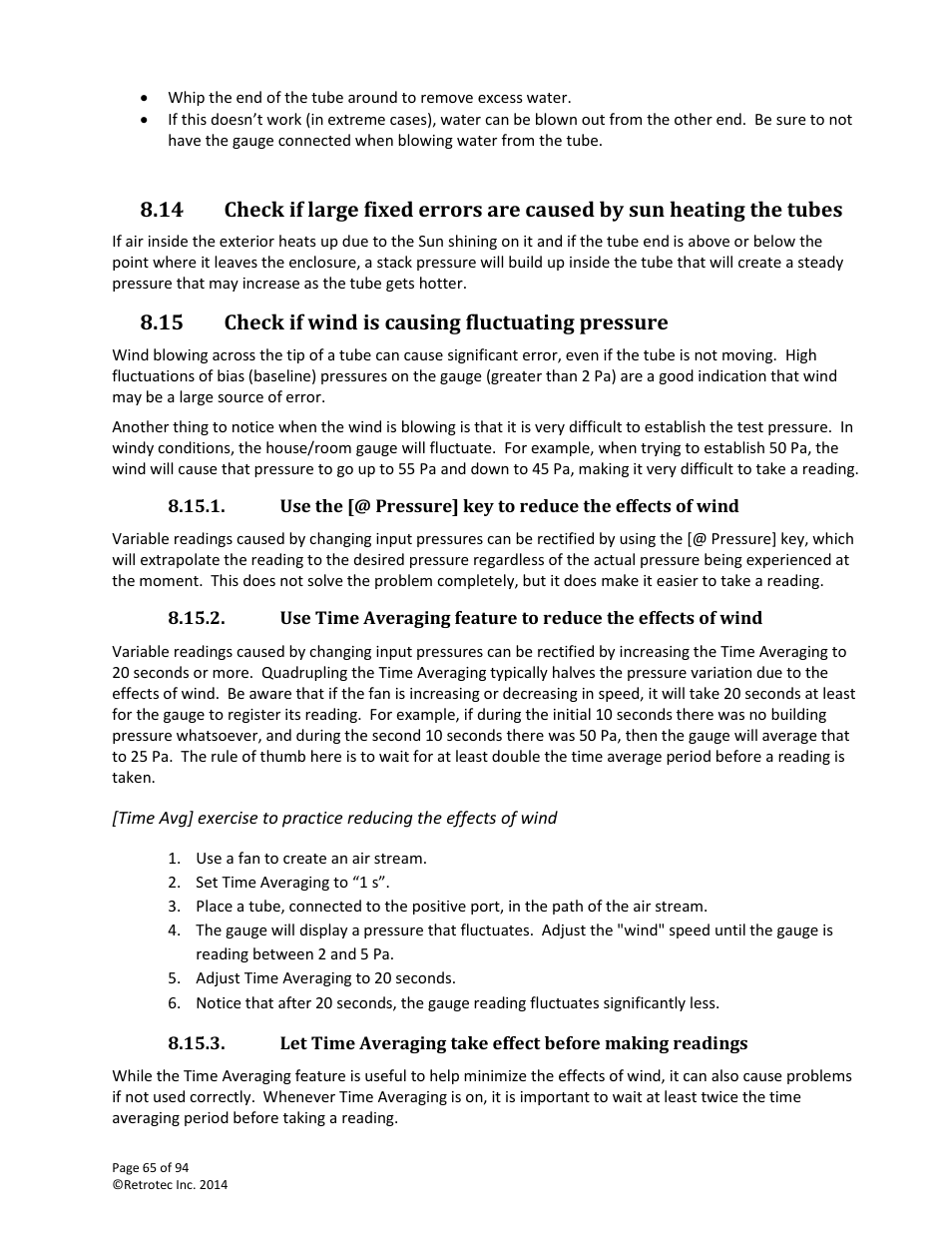 Check if wind is causing fluctuating pressure, 15 check if wind is causing fluctuating pressure | Retrotec DM32 User Manual | Page 65 / 94