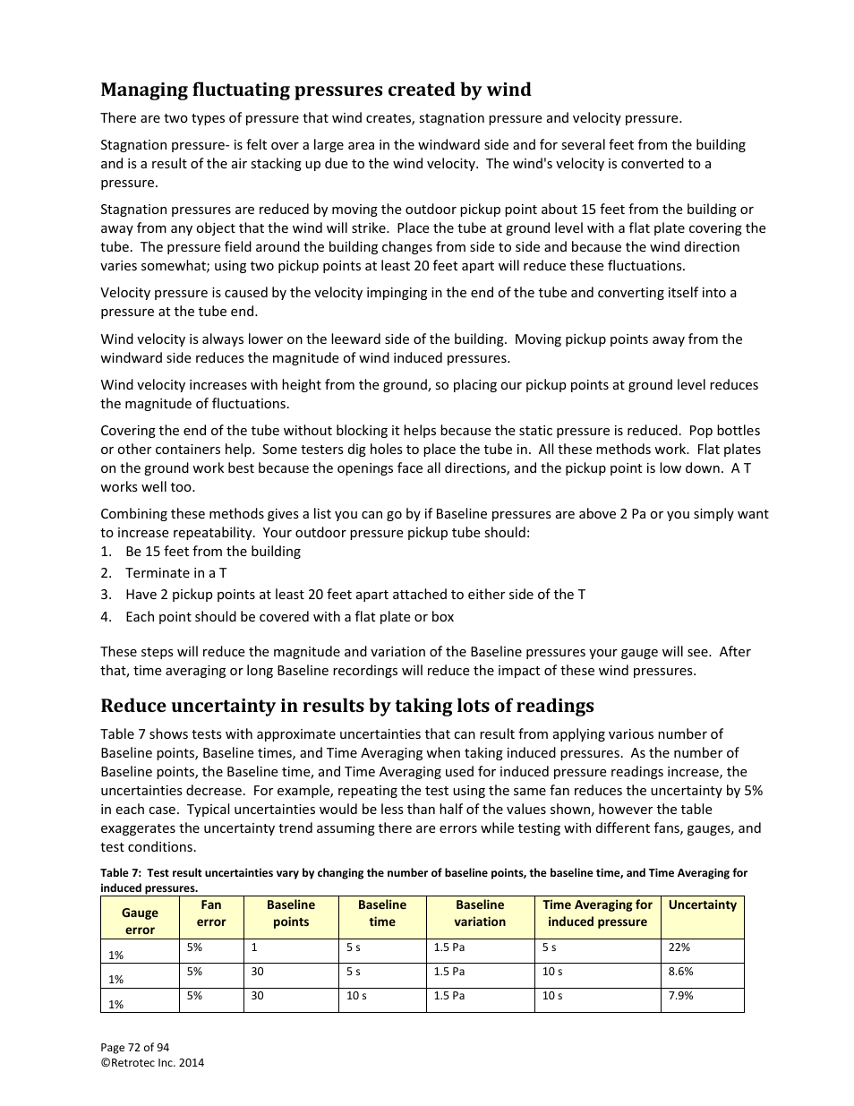 Managing fluctuating pressures created by wind | Retrotec DM32 User Manual | Page 72 / 94