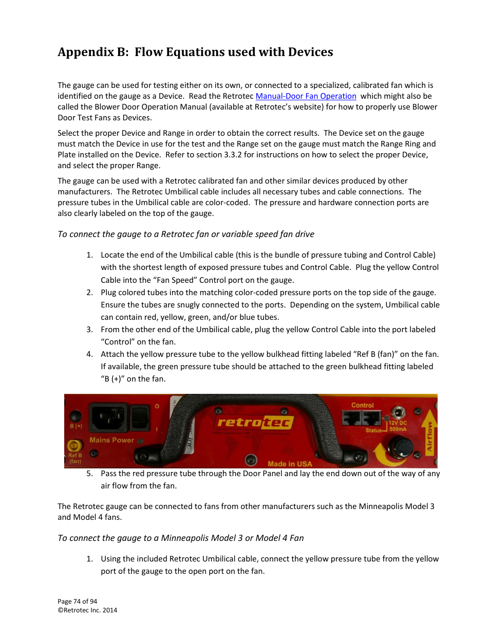 Appendix b: flow equations used with devices | Retrotec DM32 User Manual | Page 74 / 94