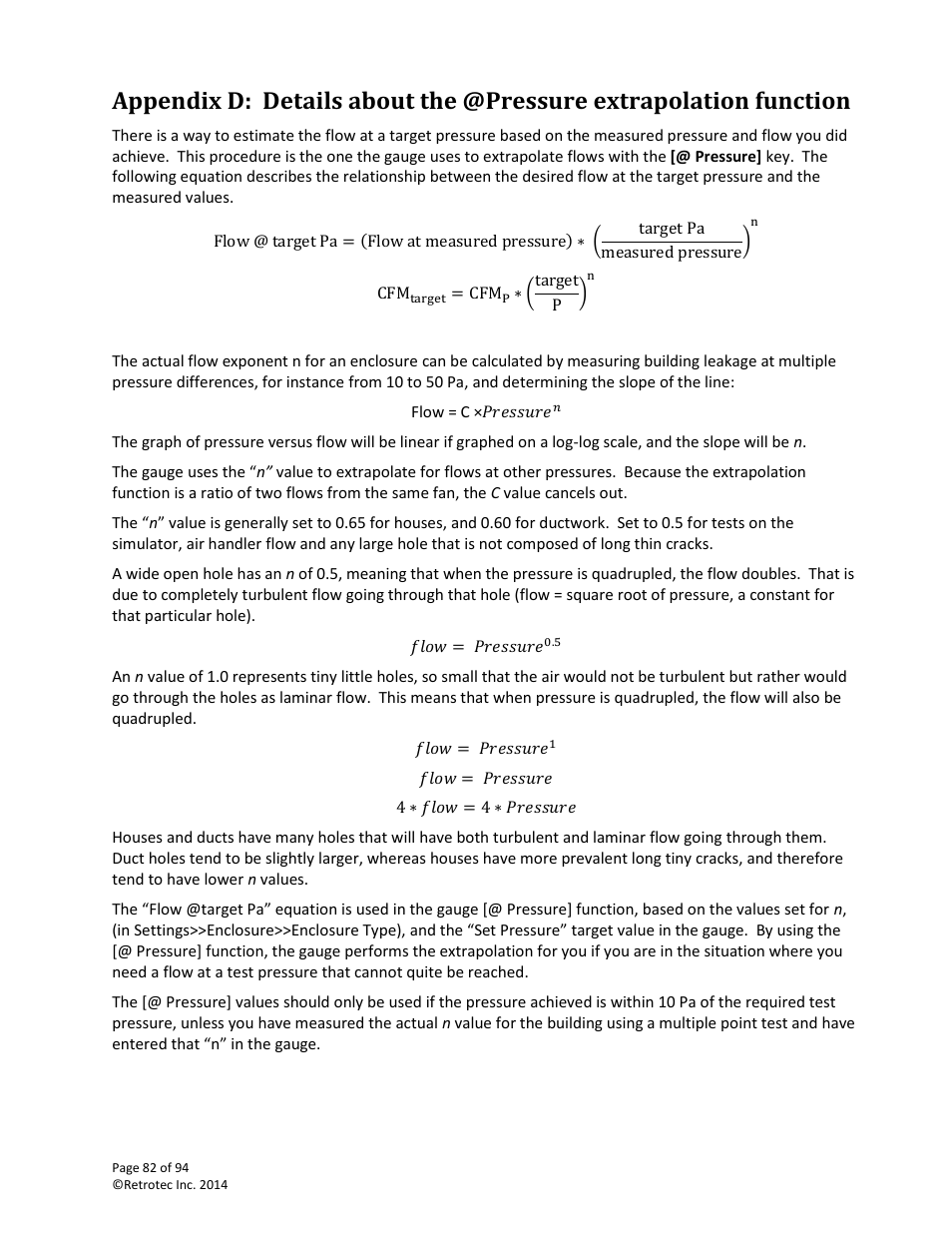 Appendix d | Retrotec DM32 User Manual | Page 82 / 94