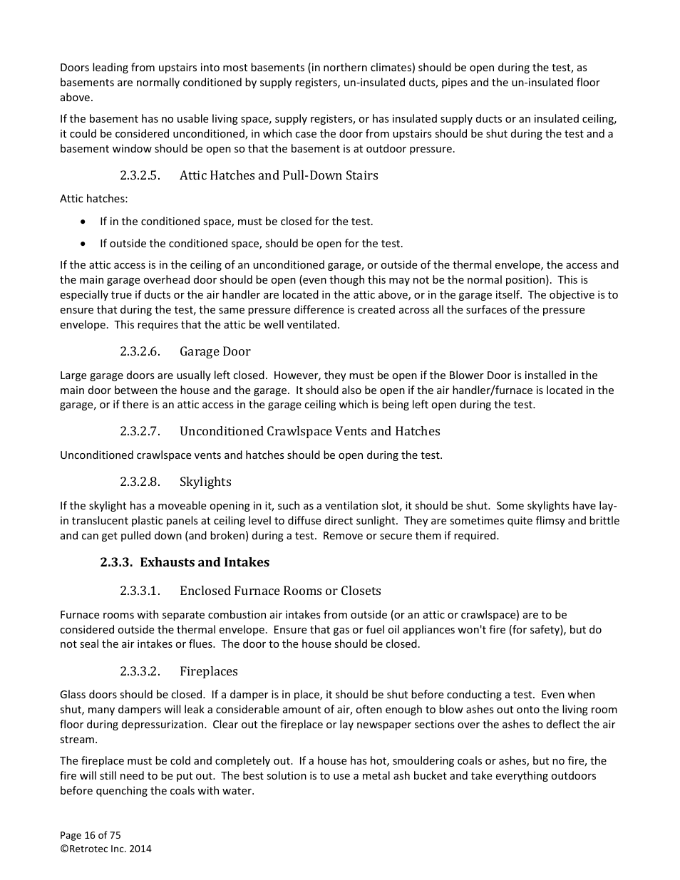 Exhausts and intakes | Retrotec Residential Pressure & Air Leakage User Manual | Page 16 / 75