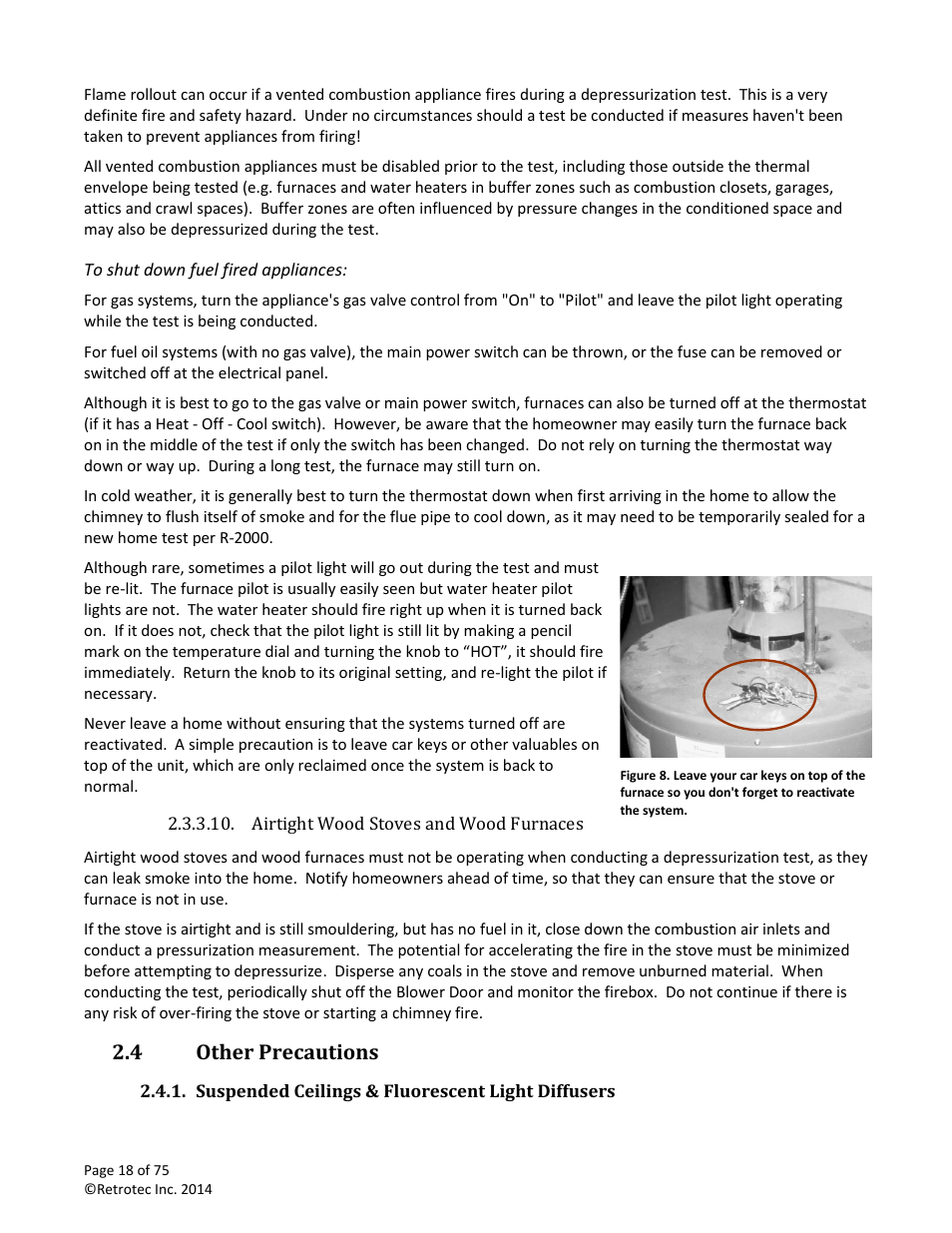 Other precautions, Suspended ceilings & fluorescent light diffusers, 4 other precautions | Retrotec Residential Pressure & Air Leakage User Manual | Page 18 / 75