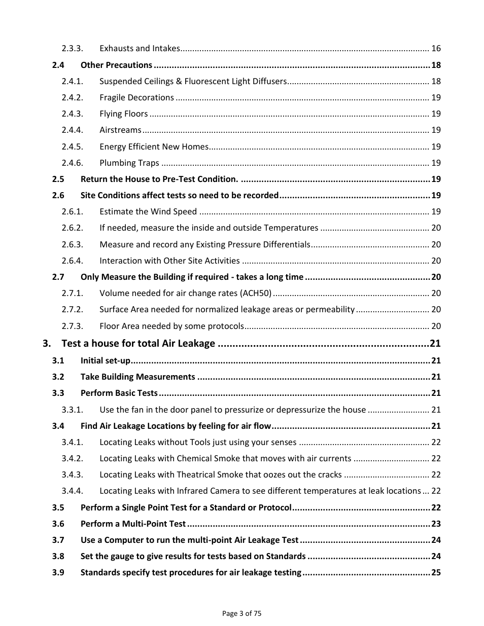 Test a house for total air leakage | Retrotec Residential Pressure & Air Leakage User Manual | Page 3 / 75