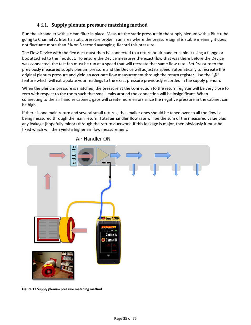 Supply plenum pressure matching method | Retrotec Residential Pressure & Air Leakage User Manual | Page 35 / 75