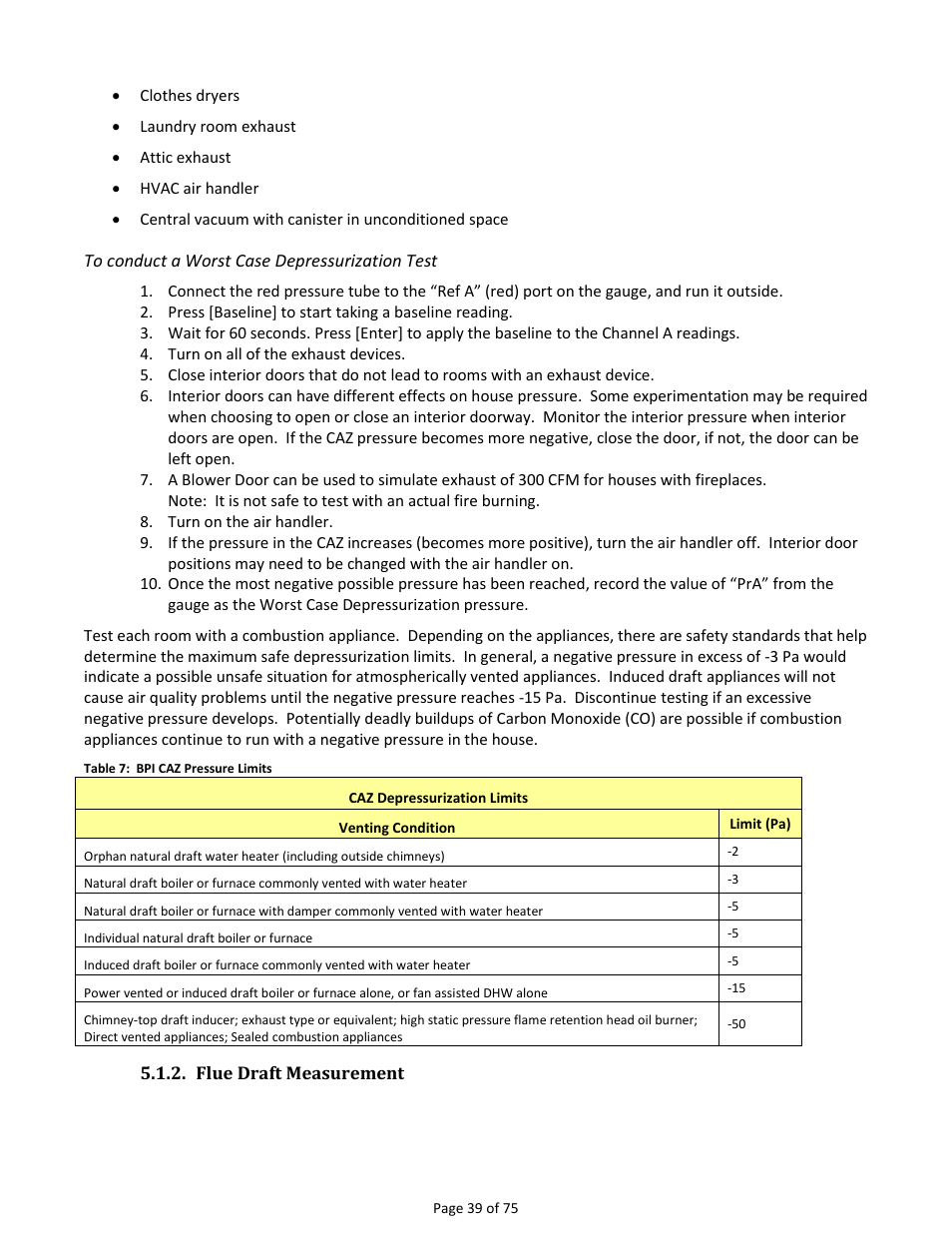 Flue draft measurement | Retrotec Residential Pressure & Air Leakage User Manual | Page 39 / 75