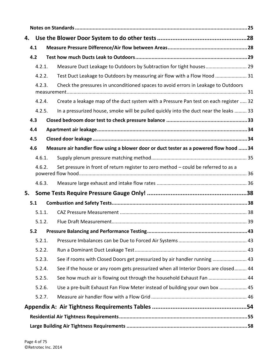 Retrotec Residential Pressure & Air Leakage User Manual | Page 4 / 75