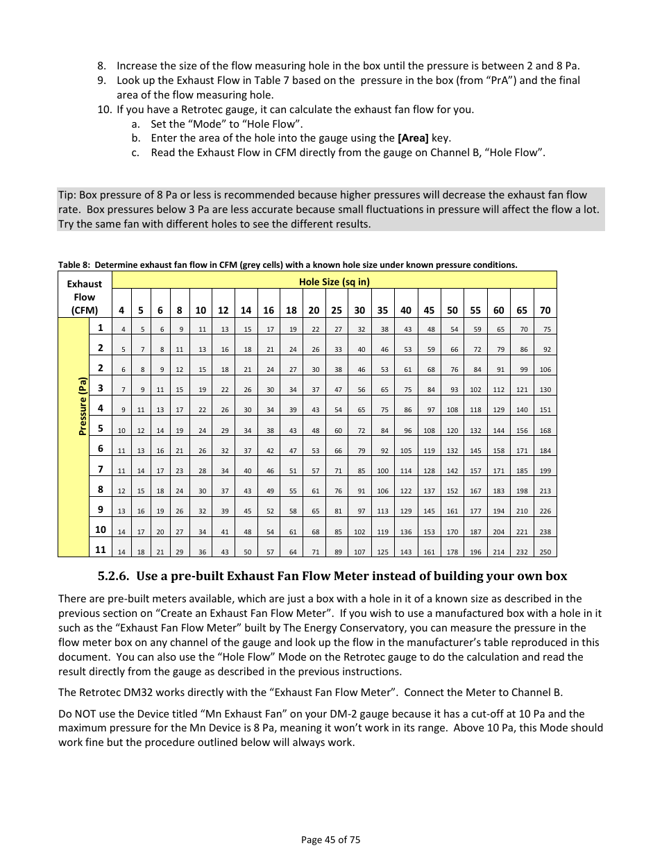 Page 45 of 75, Area | Retrotec Residential Pressure & Air Leakage User Manual | Page 45 / 75