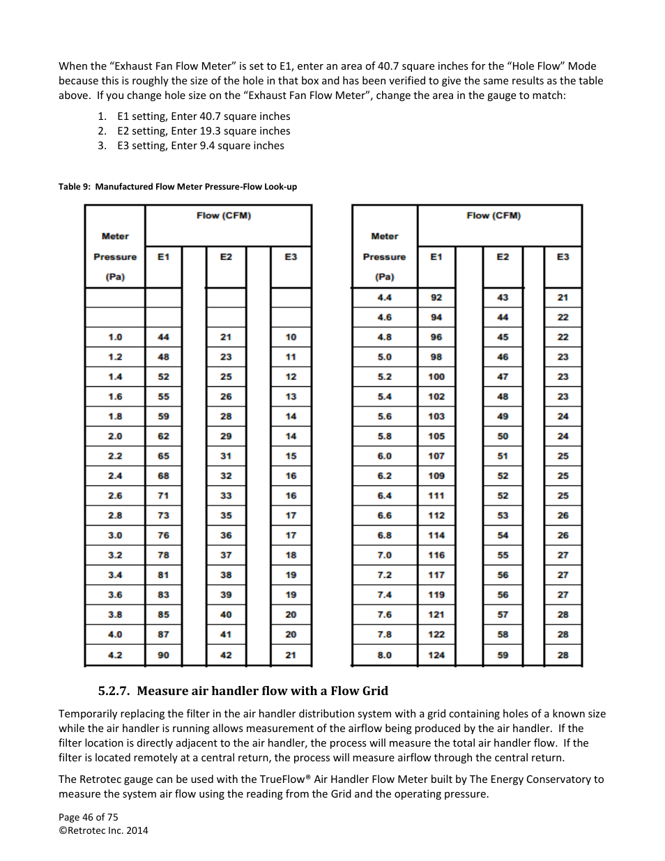 Measure air handler flow with a flow grid | Retrotec Residential Pressure & Air Leakage User Manual | Page 46 / 75