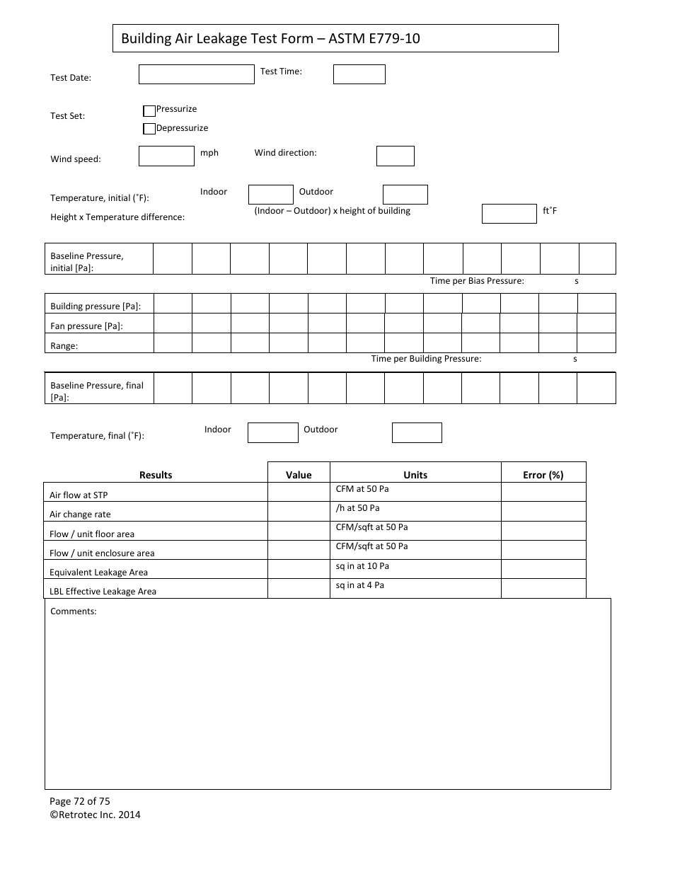 Retrotec Residential Pressure & Air Leakage User Manual | Page 72 / 75