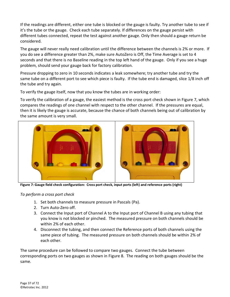 To perform a cross port check | Retrotec DM-2 User Manual | Page 37 / 72