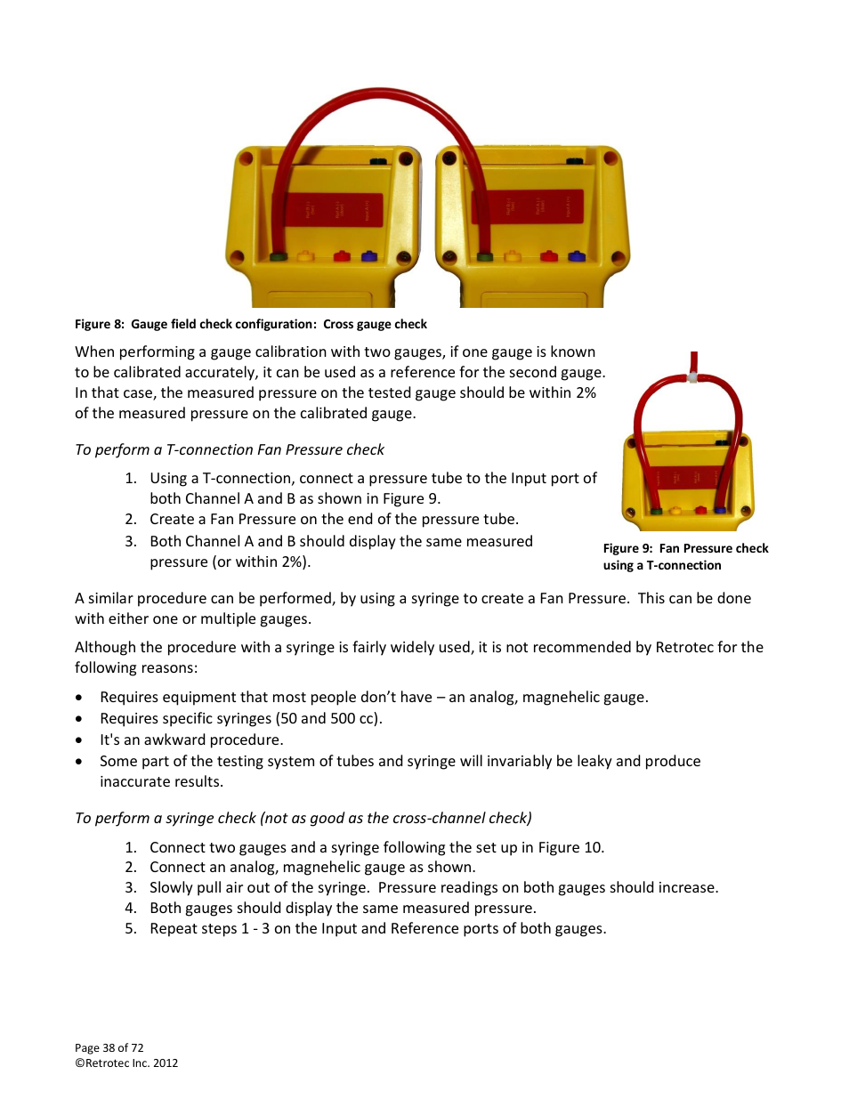 To perform a t-connection fan pressure check | Retrotec DM-2 User Manual | Page 38 / 72