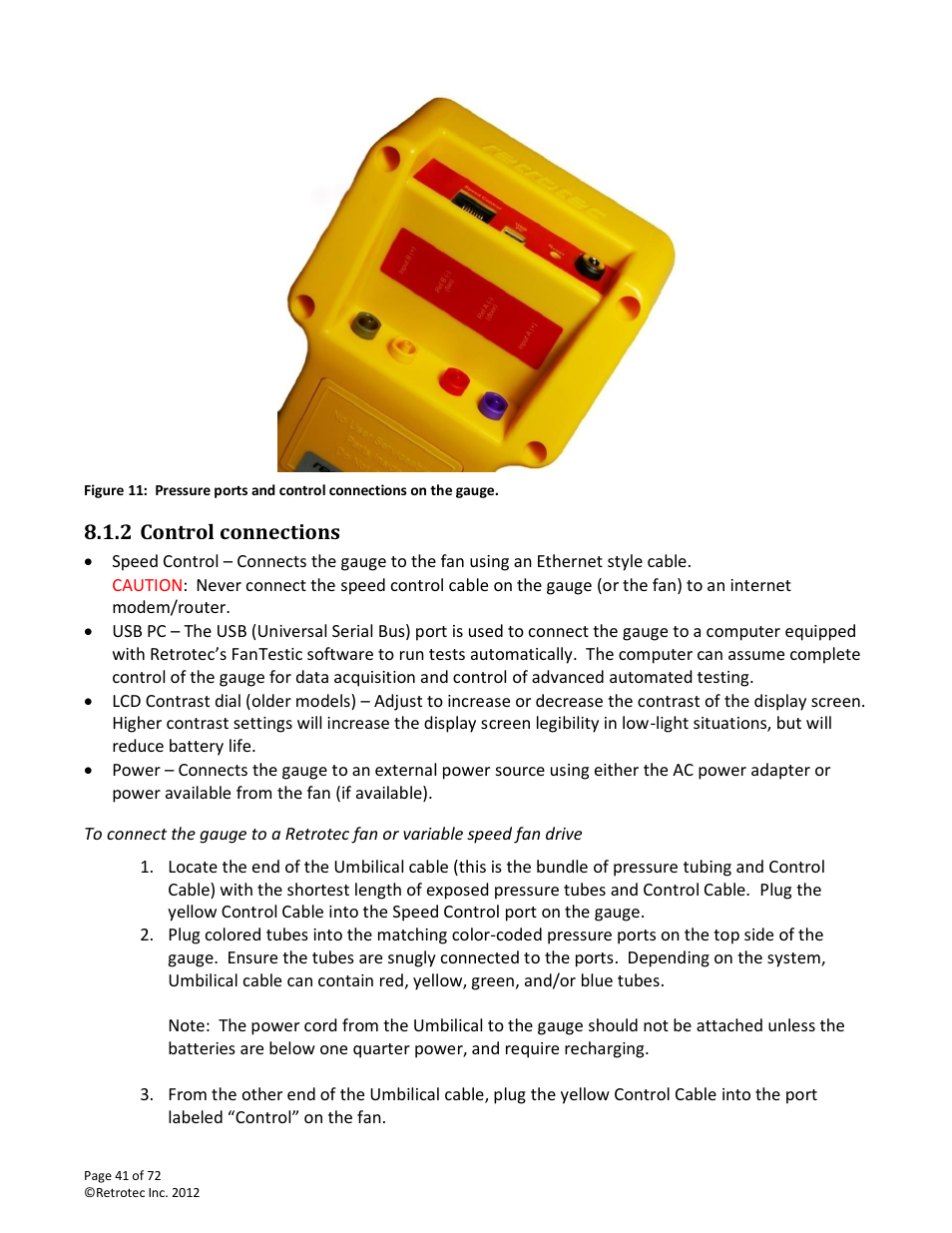 Control connections | Retrotec DM-2 User Manual | Page 41 / 72