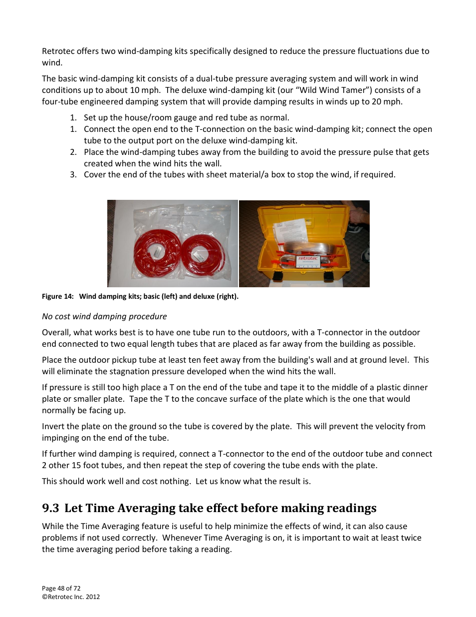 No cost wind damping procedure | Retrotec DM-2 User Manual | Page 48 / 72