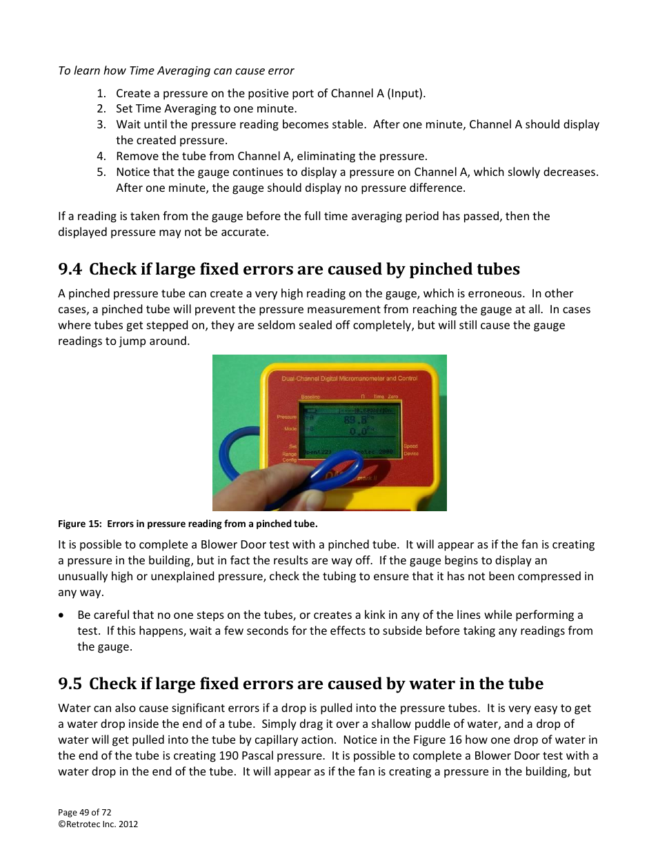 To learn how time averaging can cause error | Retrotec DM-2 User Manual | Page 49 / 72