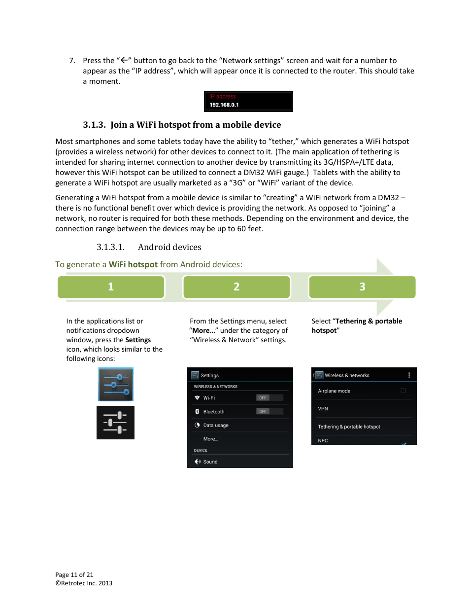 Join a wifi hotspot from a mobile device | Retrotec DM32 WiFi: GaugeRemote User Manual | Page 11 / 21