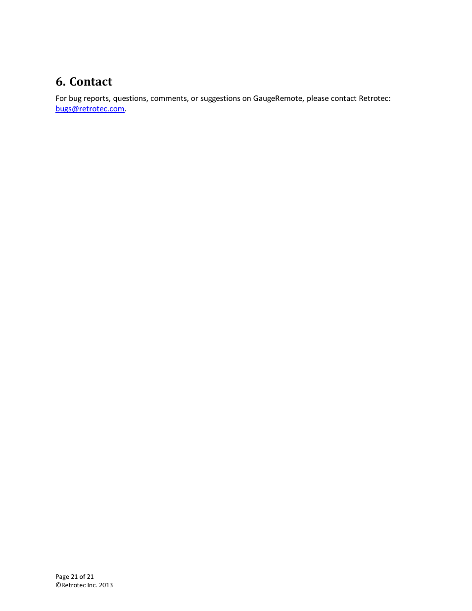 Contact | Retrotec DM32 WiFi: GaugeRemote User Manual | Page 21 / 21