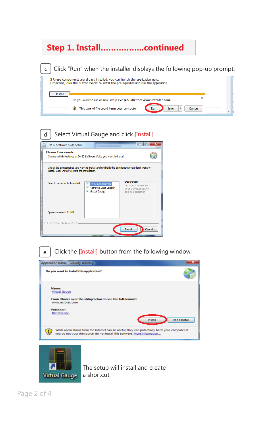 Step 1. install……………..continued | Retrotec DM32 WiFi: Virtual Gauge User Manual | Page 2 / 5