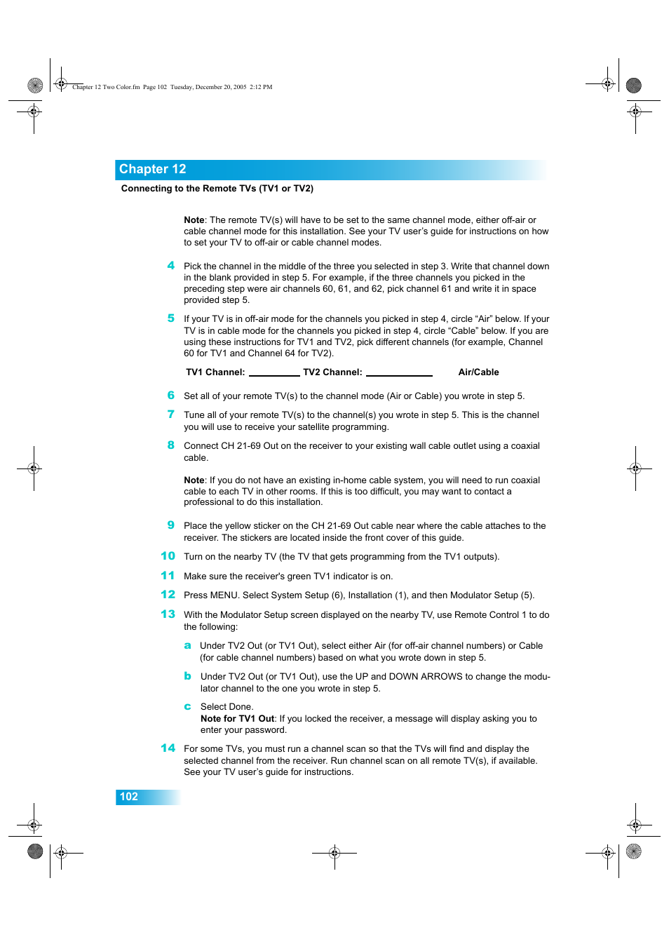 Chapter 12 | Dish Network DuoDVR ViP 622 User Manual | Page 109 / 154