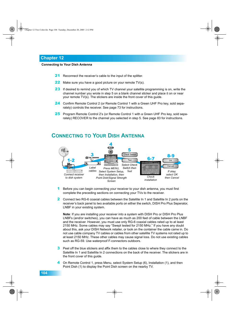 Onnecting, Ntenna | Dish Network DuoDVR ViP 622 User Manual | Page 111 / 154