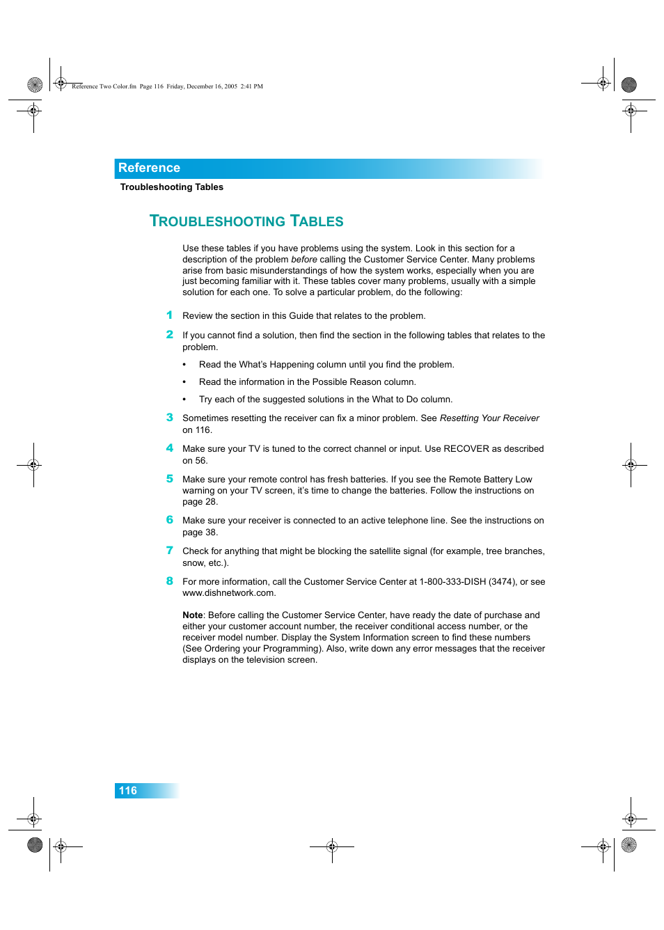 Roubleshooting, Ables, Reference | Dish Network DuoDVR ViP 622 User Manual | Page 123 / 154