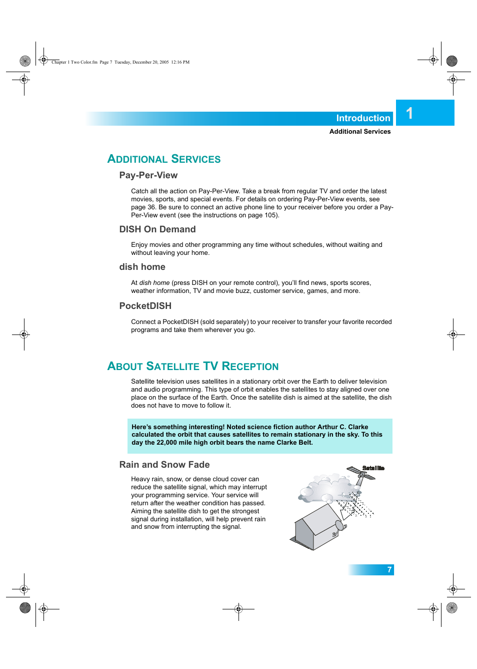 Dditional, Ervices, Bout | Atellite, Tv r, Eception | Dish Network DuoDVR ViP 622 User Manual | Page 14 / 154