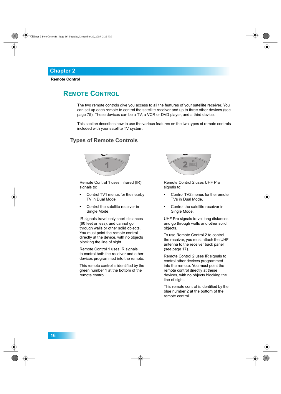 Emote, Ontrol, Chapter 2 | Types of remote controls | Dish Network DuoDVR ViP 622 User Manual | Page 23 / 154