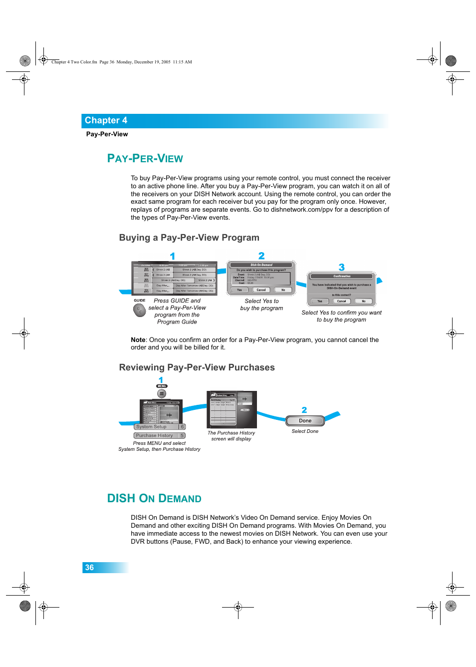 Dish o, Emand | Dish Network DuoDVR ViP 622 User Manual | Page 43 / 154