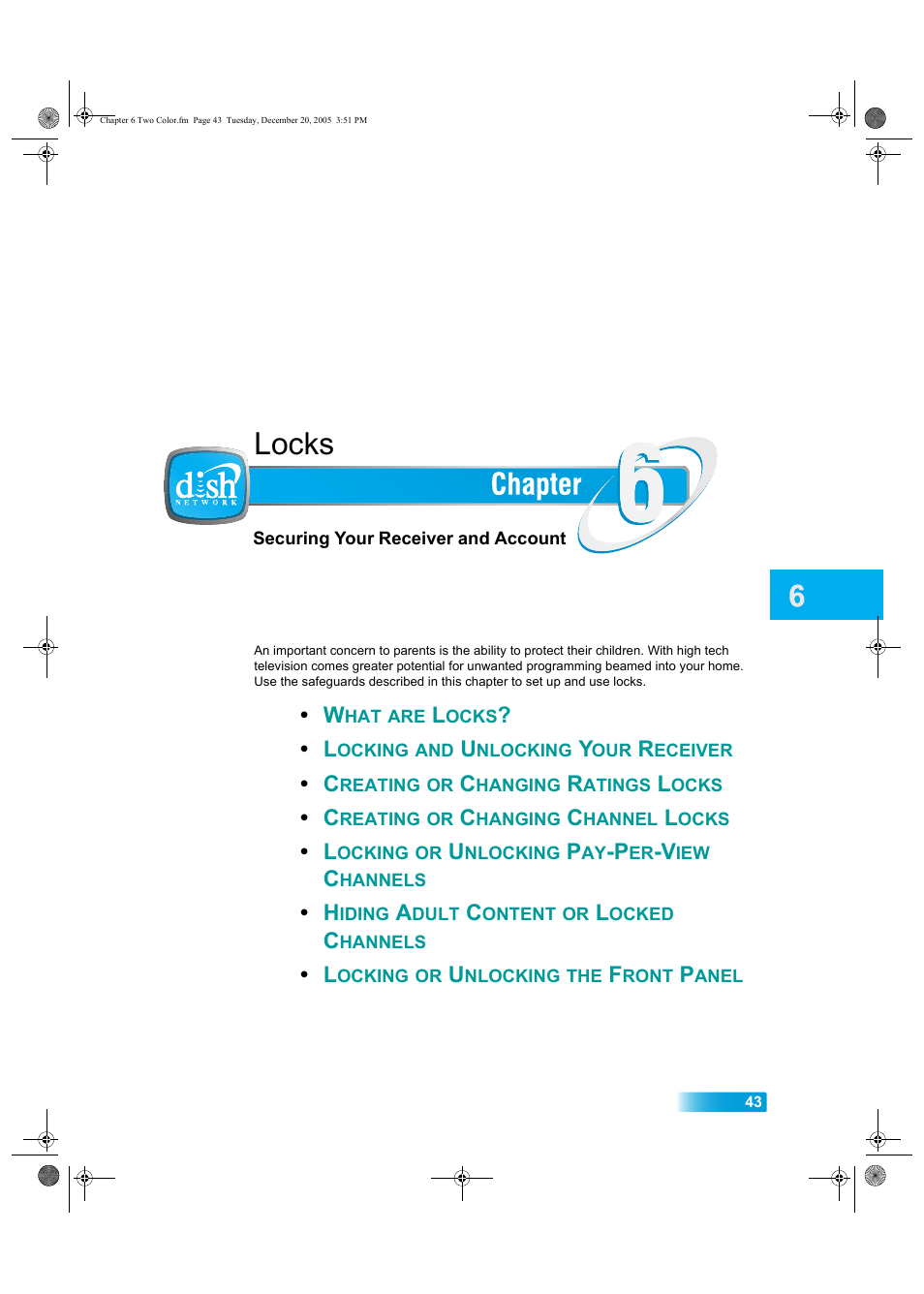 Chapter6, Locks | Dish Network DuoDVR ViP 622 User Manual | Page 50 / 154