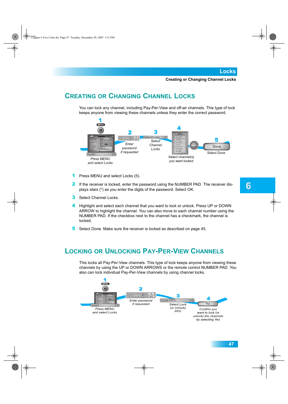 Reating, Hanging, Hannel | Ocks, Ocking, Nlocking, Hannels | Dish Network DuoDVR ViP 622 User Manual | Page 54 / 154