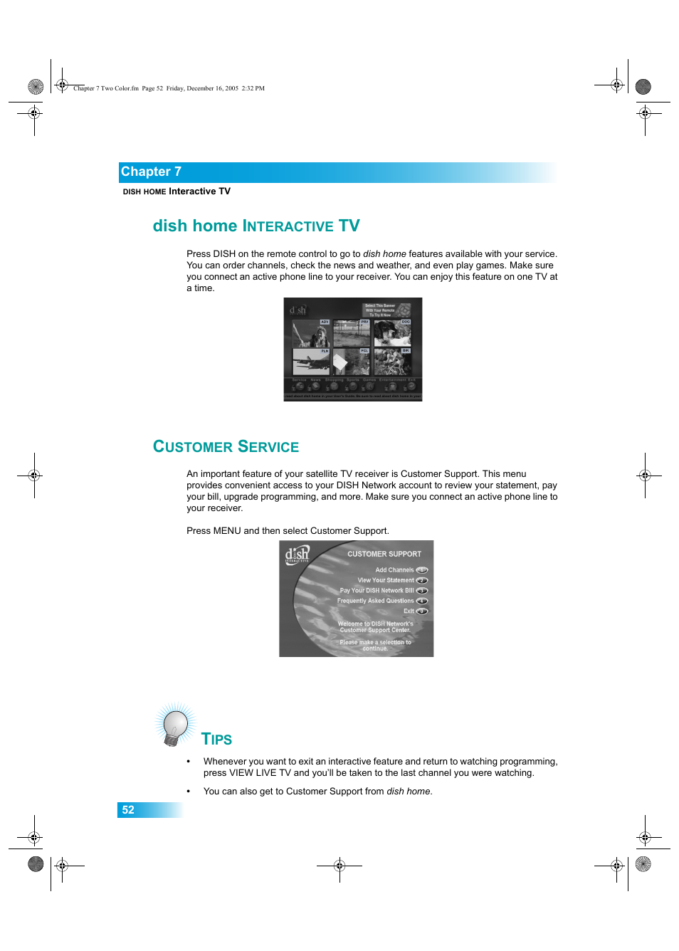 Dish, Home, Nteractive | Dish home, Ustomer, Ervice, Dish home i | Dish Network DuoDVR ViP 622 User Manual | Page 59 / 154