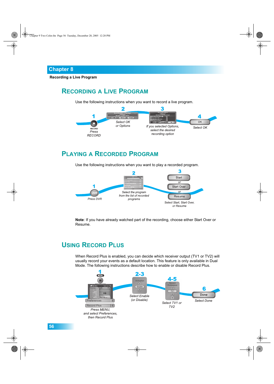 Ecording, Rogram, Laying | Ecorded, Sing, Ecord | Dish Network DuoDVR ViP 622 User Manual | Page 63 / 154