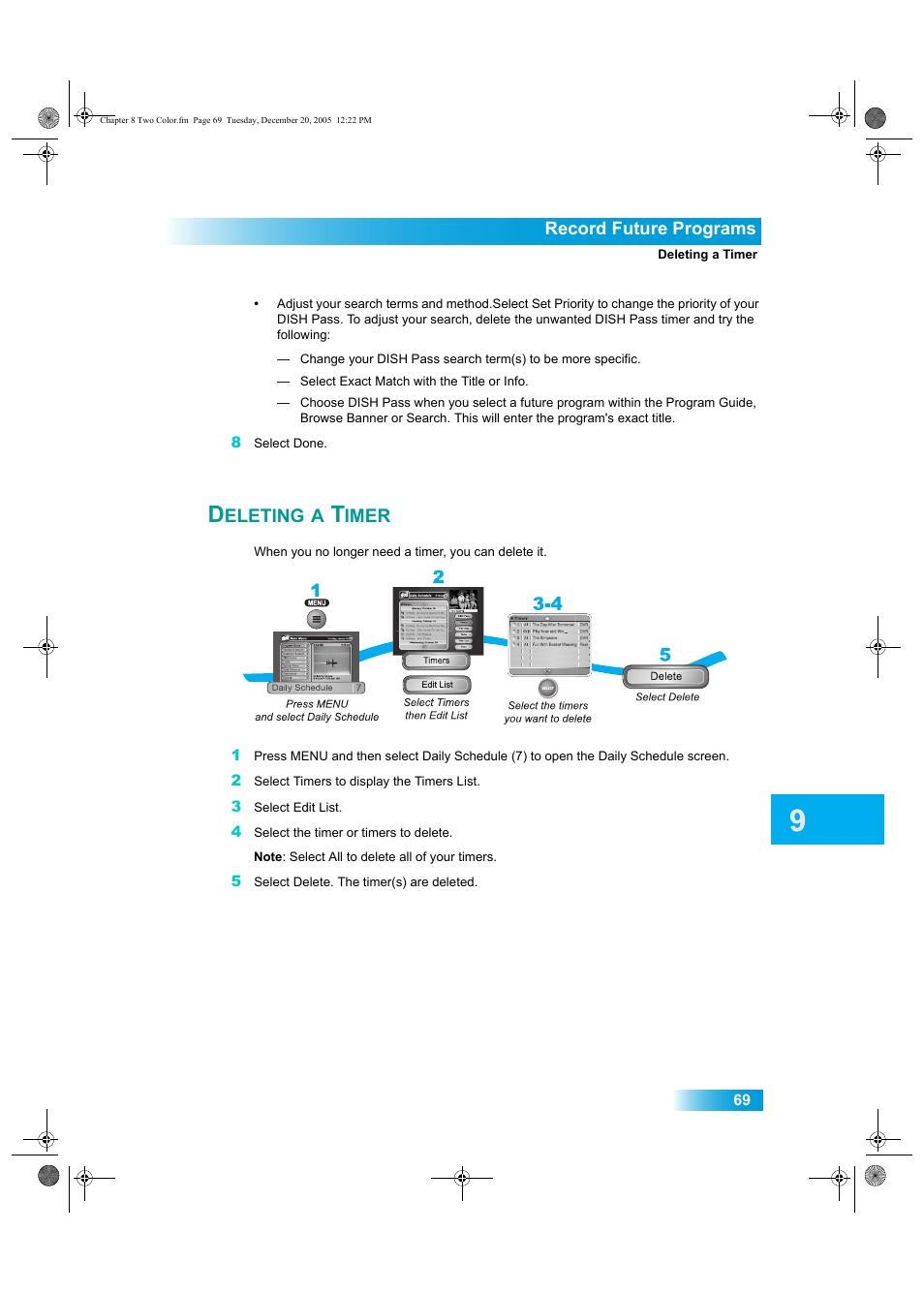 Eleting, Imer | Dish Network DuoDVR ViP 622 User Manual | Page 76 / 154