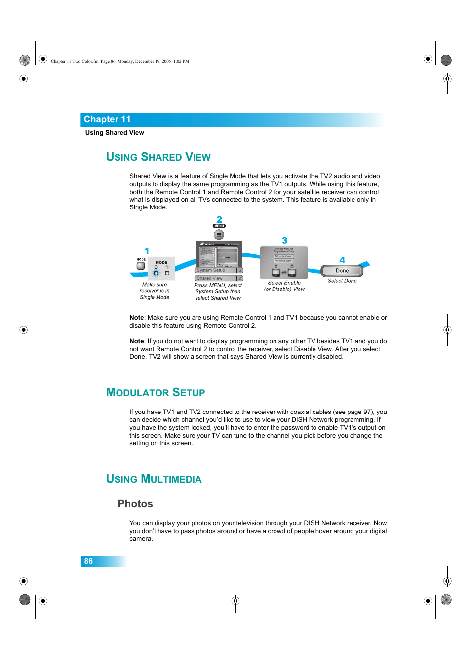 Sing, Hared, Odulator | Etup, Ultimedia | Dish Network DuoDVR ViP 622 User Manual | Page 93 / 154