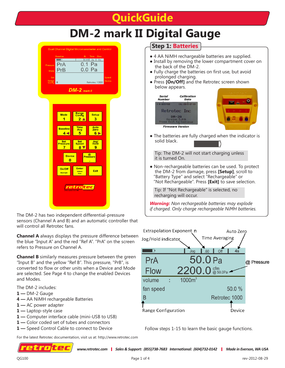 Retrotec DM-2 Gauge User Manual | 4 pages