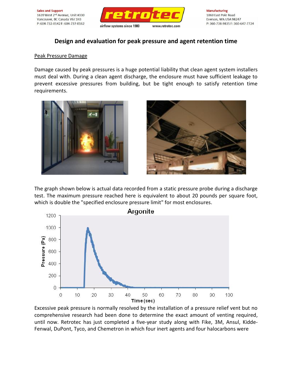 Retrotec Design and Evaluation for Peak Pressure and Agent Retention Time User Manual | 4 pages