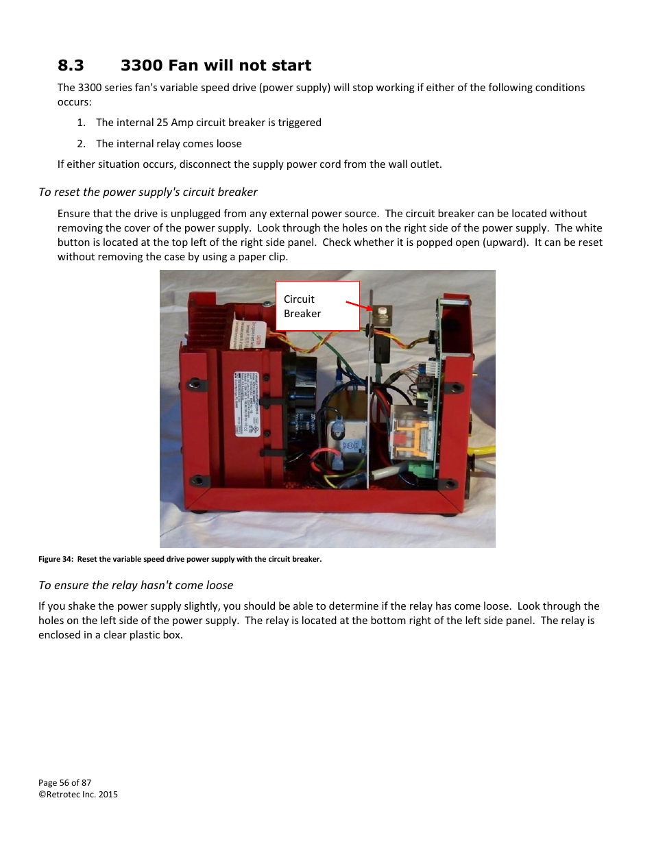 3300 fan will not start | Retrotec Blower Door User Manual | Page 56 / 87