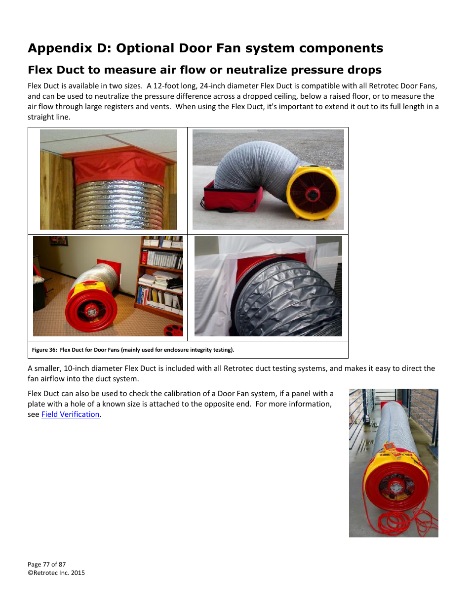 Appendix d: optional door fan system components | Retrotec Blower Door User Manual | Page 77 / 87