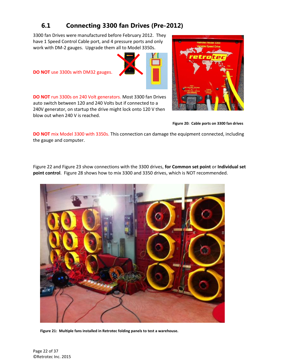 Connecting 3300 fan drives (pre-2012) | Retrotec Multi-Fan Blower Door User Manual | Page 22 / 37