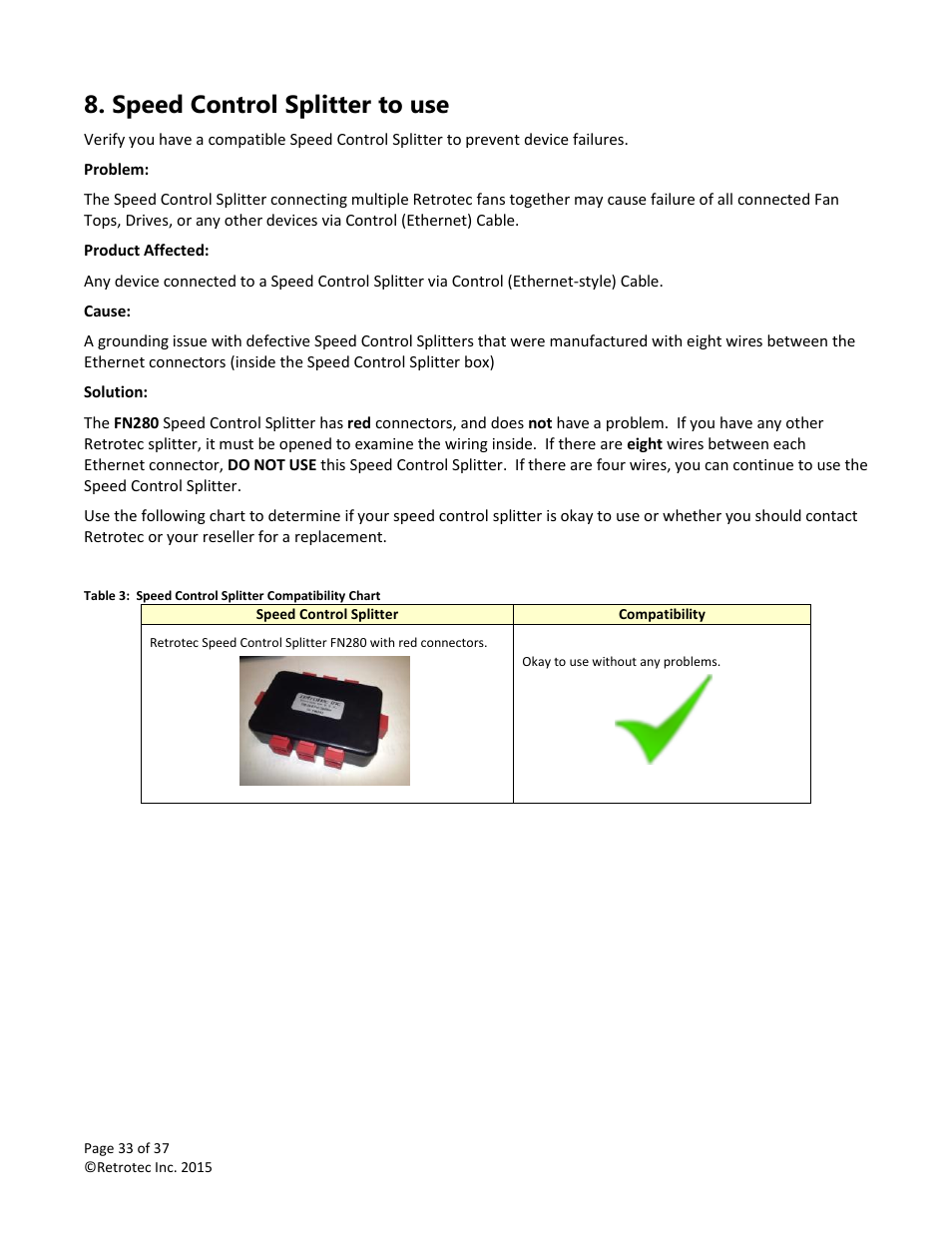 Speed control splitter to use | Retrotec Multi-Fan Blower Door User Manual | Page 33 / 37