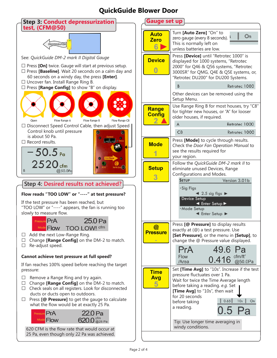 Quickguide blower door | Retrotec Blower Door with DM-2 User Manual | Page 2 / 4