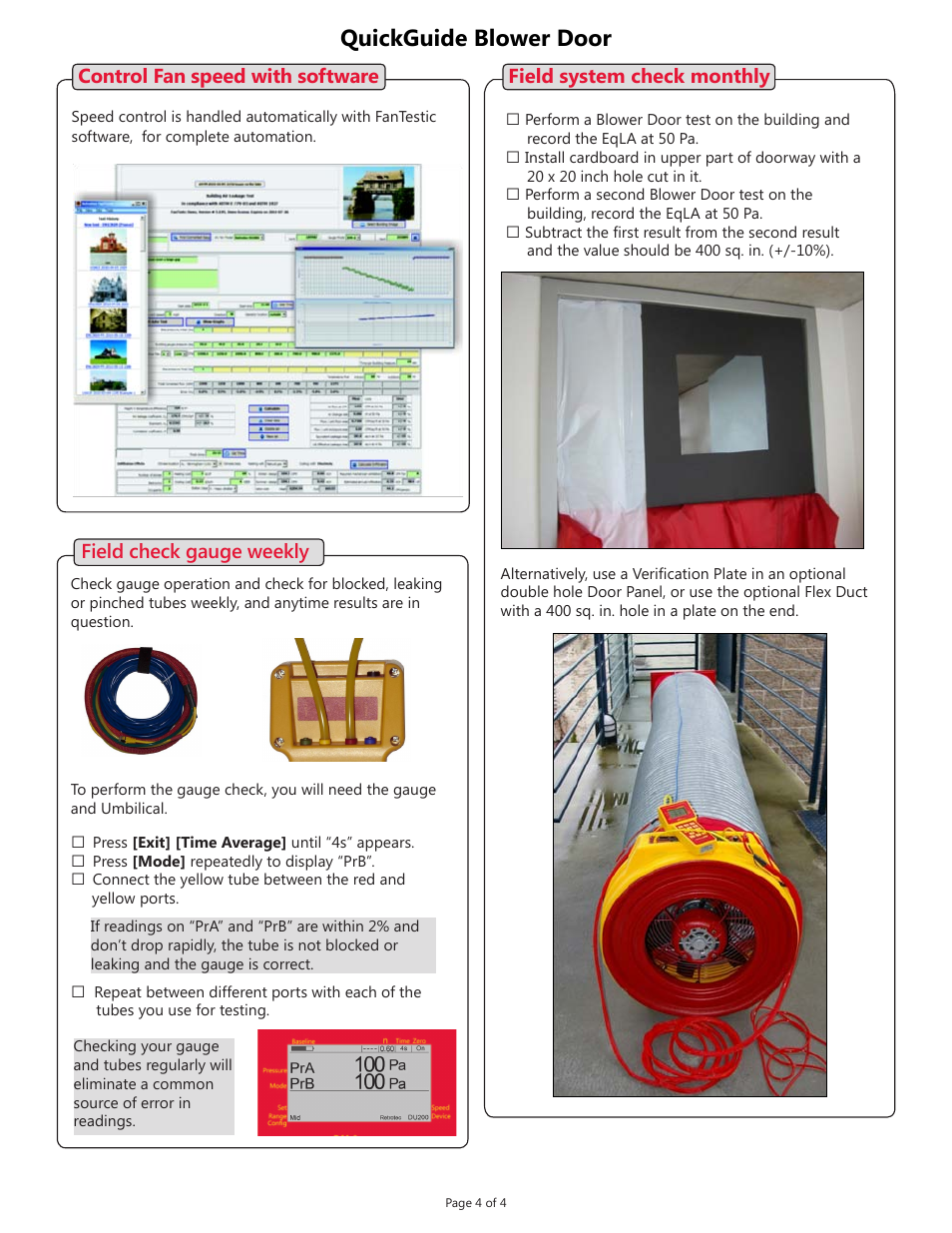 Quickguide blower door | Retrotec Blower Door with DM-2 User Manual | Page 4 / 4