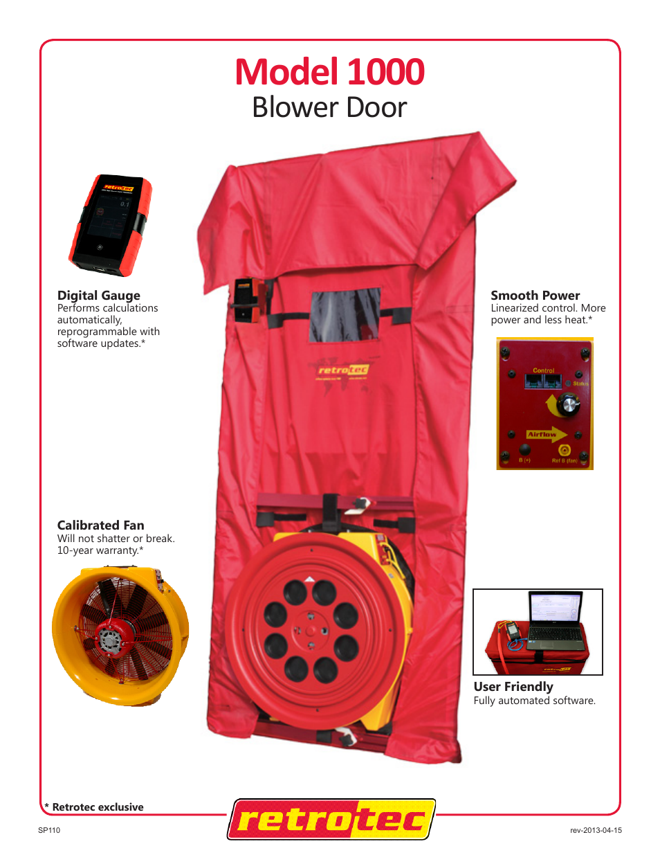 Retrotec Spec-Blower Door 1000-SP110 User Manual | 4 pages