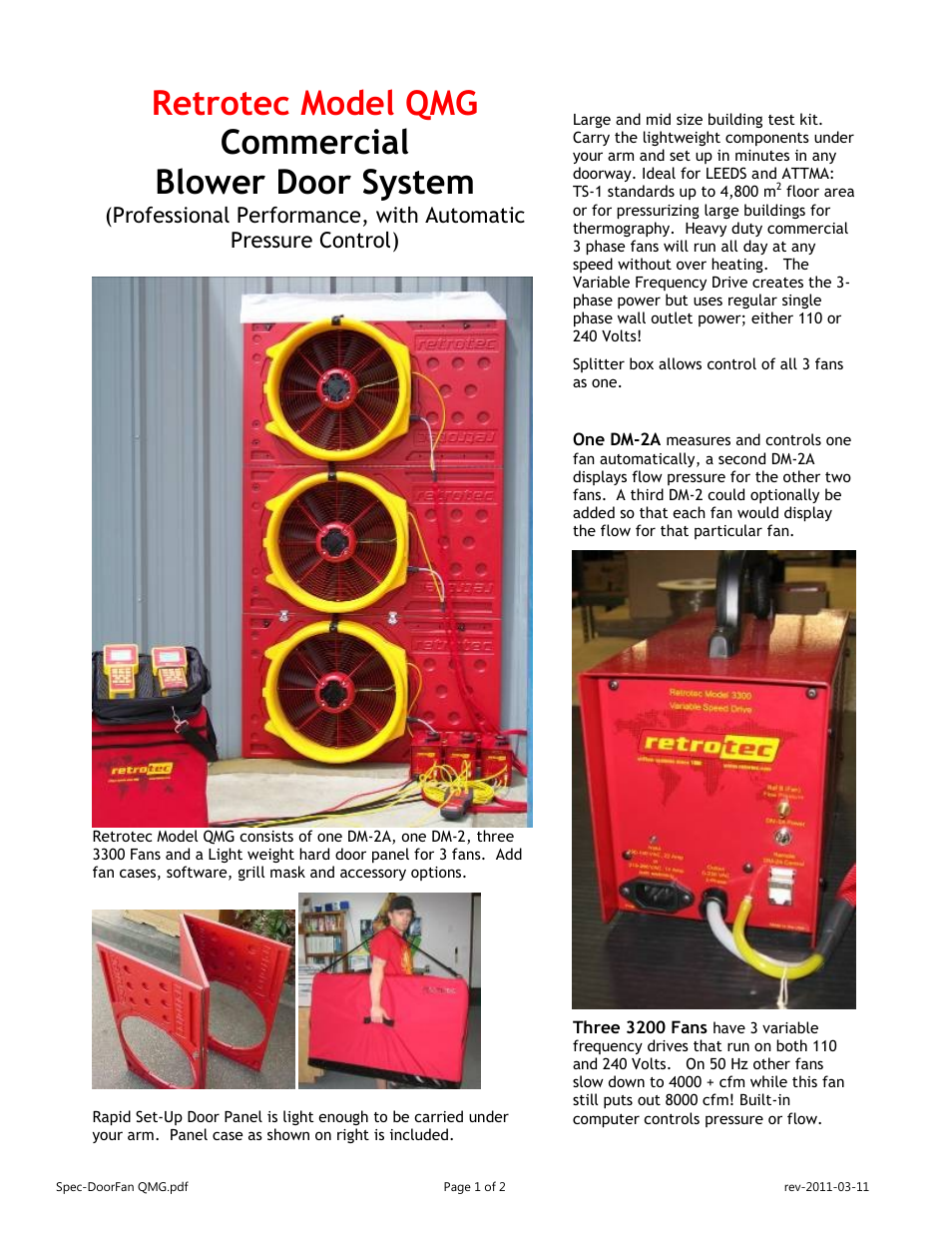 Retrotec Blower Door Triple Fan System User Manual | 2 pages