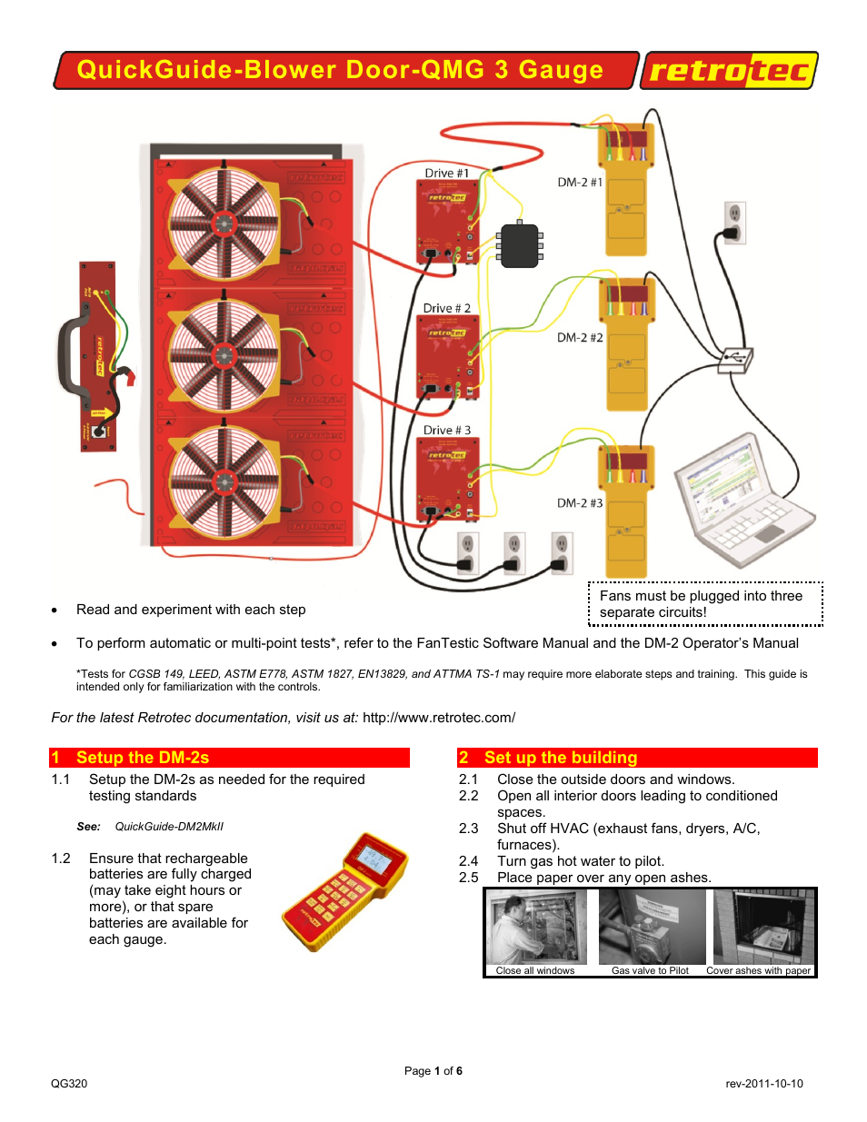 Retrotec Triple Fan Blower Door System Setup with DM-2 User Manual | 6 pages