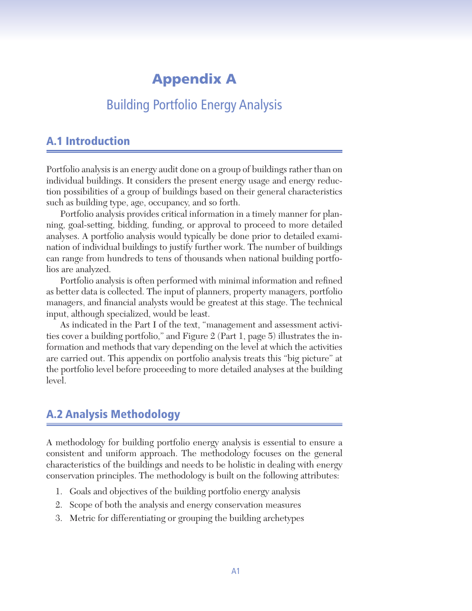 Zhivov09_app_a, Appendix a building portfolio energy analysis, A.1 introduction | A.2 analysis methodology | Retrotec USACE User Manual | Page 115 / 468