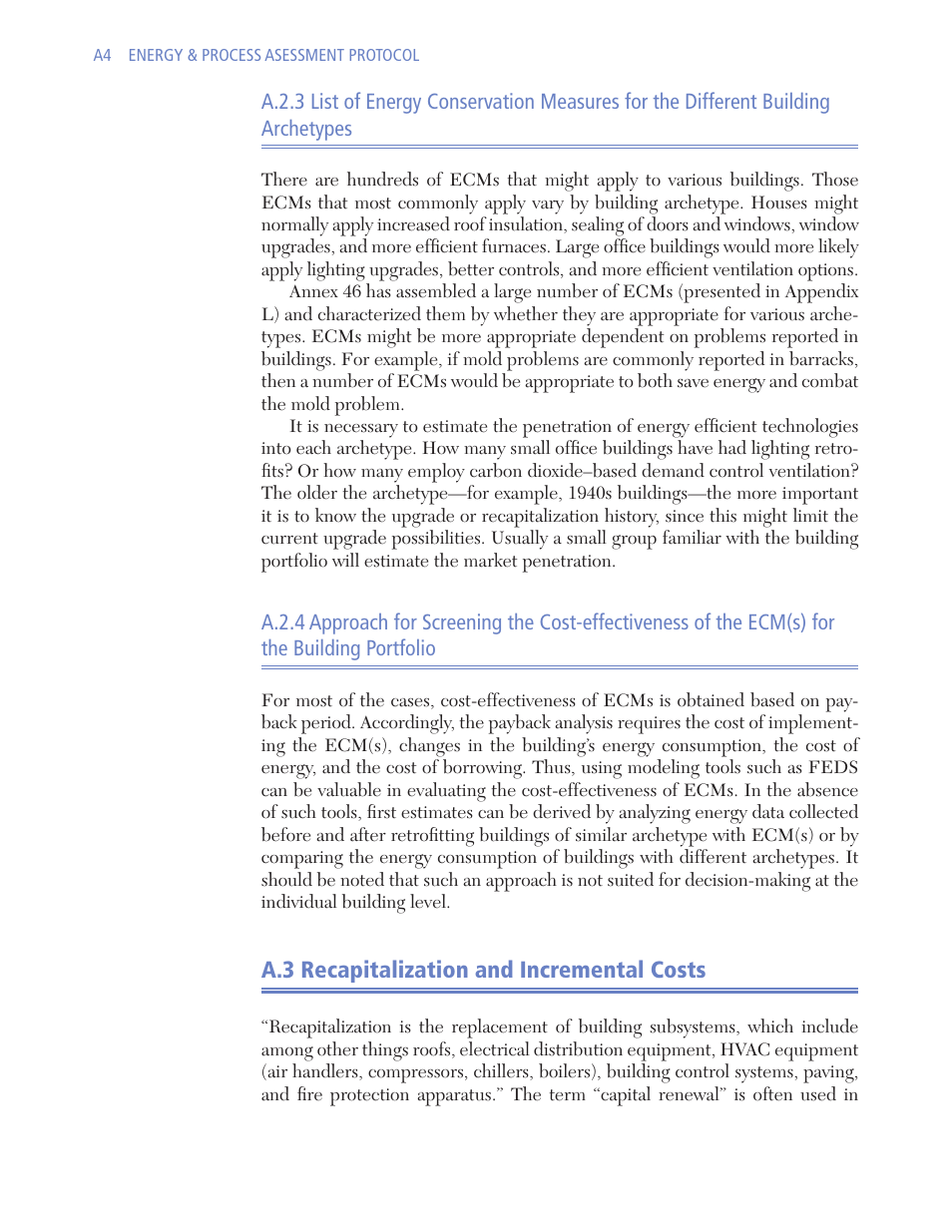 A.3 recapitalization and incremental costs | Retrotec USACE User Manual | Page 118 / 468