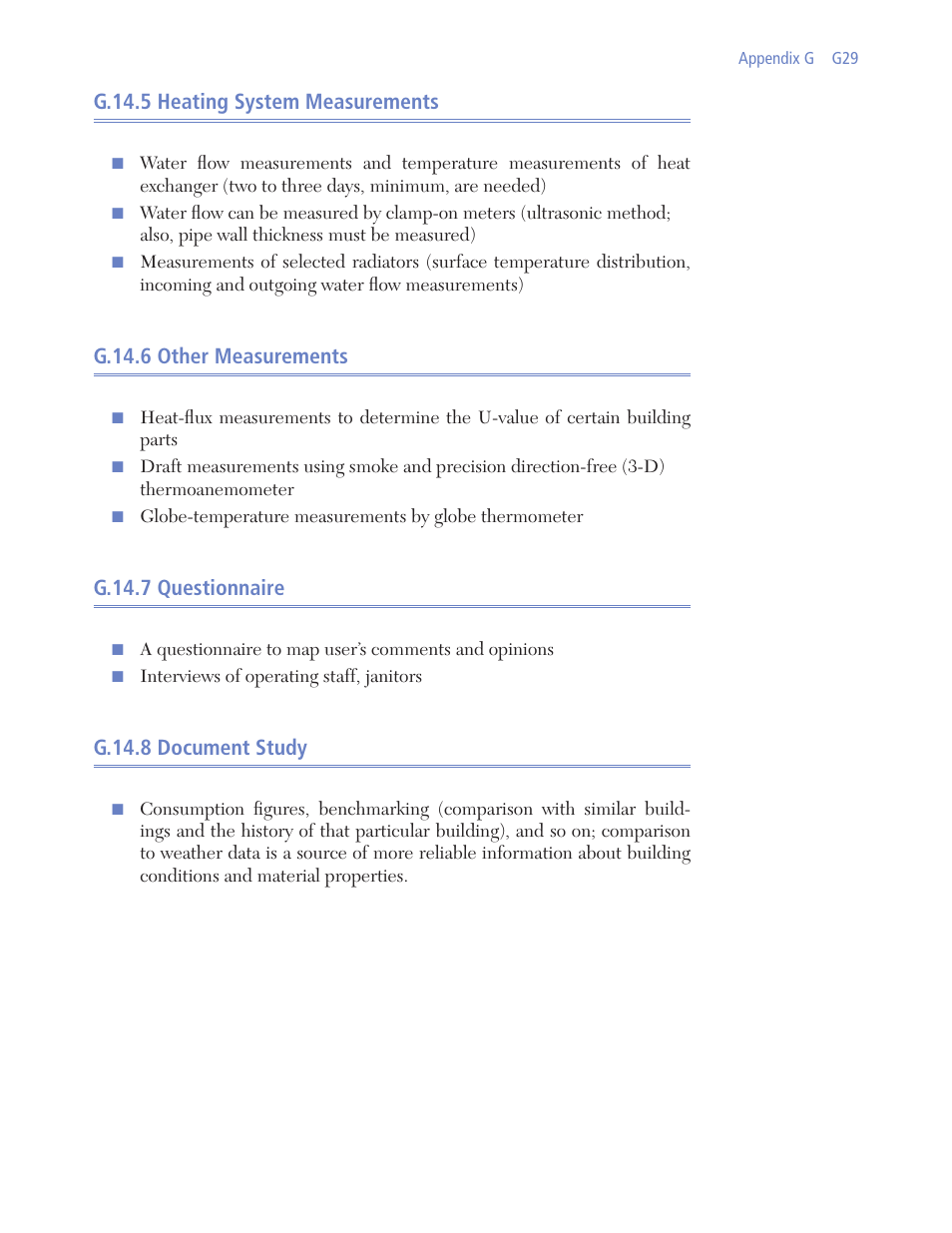 G.14.5 heating system measurements, G.14.6 other measurements, G.14.7 questionnaire | G.14.8 document study | Retrotec USACE User Manual | Page 359 / 468