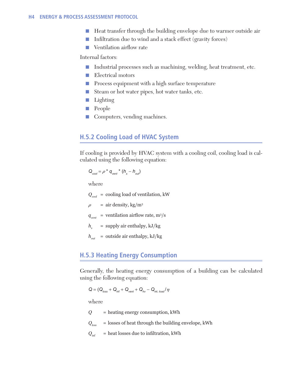 H.5.2 cooling load of hvac system, H.5.3 heating energy consumption | Retrotec USACE User Manual | Page 364 / 468