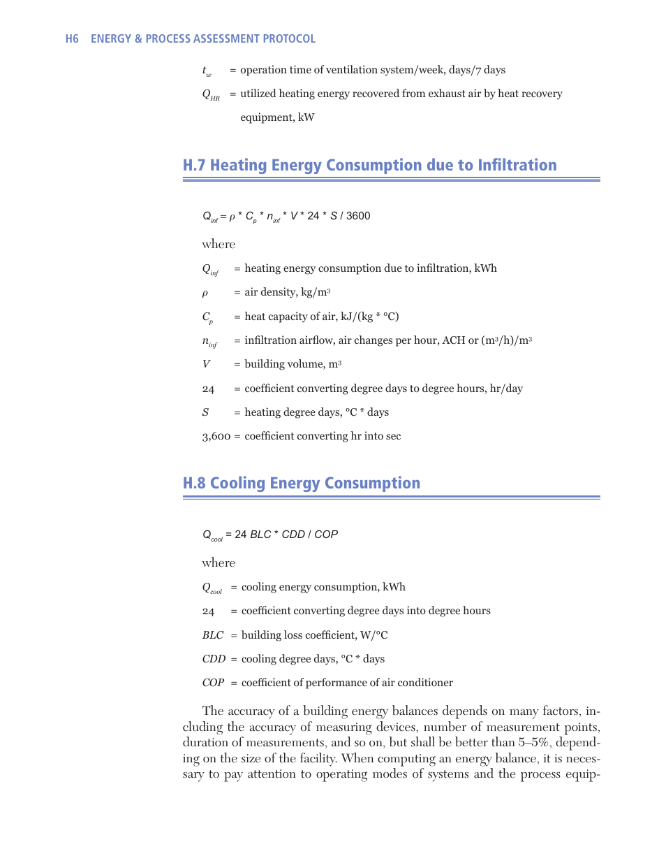 H.8 cooling energy consumption, Where | Retrotec USACE User Manual | Page 366 / 468